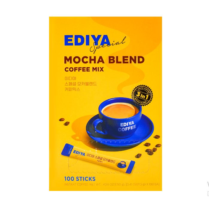 EDIYA Mocha Blend Coffee Mix, 100 Sticks